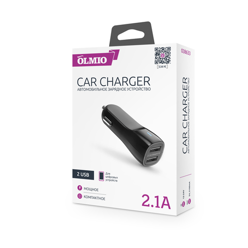 АЗУ OLMIO 2USB, 2.1A Black